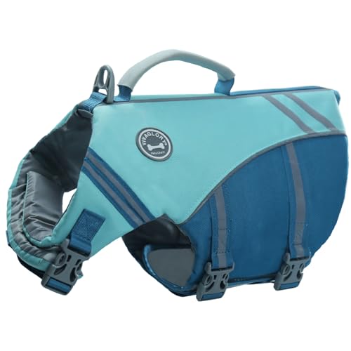 VIVAGLORY Sportstil Schwimmweste für Hunde mit Hervorragendem Auftrieb, Einstellbar & Langlebig Schwimmweste mit Sicherem Befestigungssystem für Mittel Hunde, Cyan von VIVAGLORY