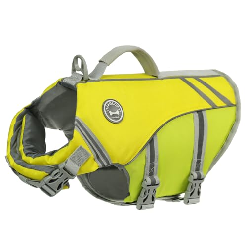 VIVAGLORY Sportstil Schwimmweste für Hunde mit Hervorragendem Auftrieb, Einstellbar & Langlebig Schwimmweste mit Sicherem Befestigungssystem für Mittel Hunde, Gelbgrau VIVAGLORY Sportstil Schwimmweste für Hunde mit Hervorragendem Auftrieb, Einstellbar & Langlebig Schwimmweste mit Sicherem Befestigungssystem für Mittel Hunde, Gelbgrau von VIVAGLORY