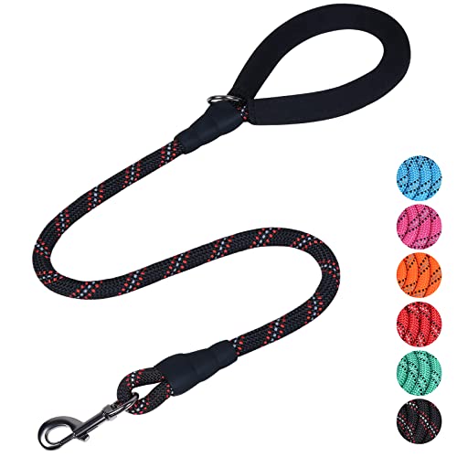 VIVAGLORY Starke Hundeleine Mit Dickem Neopren-Gepolsterten Griff Und Stark Reflektierenden Fäden, 120CM Seilleine Für Das Gehen Und Training Von Mittelgroßen Und Großen Hunden, Die Ziehen, Schwarz VIVAGLORY Starke Hundeleine Mit Dickem Neopren-Gepolsterten Griff Und Stark Reflektierenden Fäden, 120CM Seilleine Für Das Gehen Und Training Von Mittelgroßen Und Großen Hunden, Die Ziehen, Schwarz von VIVAGLORY