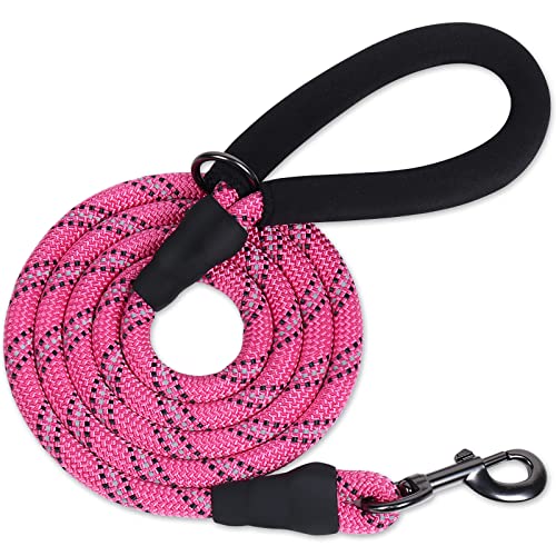 VIVAGLORY Starke Seilhundeleine Mit Dicker Neopren Gepolsterter Griff, 150CM Reflektierende Trainings- Und Gehleine Für Mittlere Und Große Hunde, Die Ziehen, Pink VIVAGLORY Starke Seilhundeleine Mit Dicker Neopren Gepolsterter Griff, 150CM Reflektierende Trainings- Und Gehleine Für Mittlere Und Große Hunde, Die Ziehen, Pink von VIVAGLORY