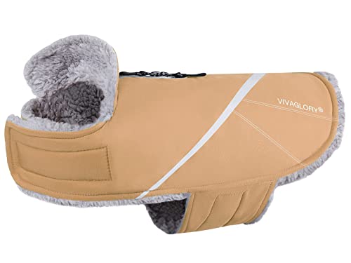 VIVAGLORY Warm Hundemäntel für Kaltes Wetter, Hundefleeceweste Jacke mit Zwei-Wege-Reißverschluss, Reflektierend Hundemäntel Haustierjacke für Mittel Große Hunde, Khaki, L VIVAGLORY Warm Hundemäntel für Kaltes Wetter, Hundefleeceweste Jacke mit Zwei-Wege-Reißverschluss, Reflektierend Hundemäntel Haustierjacke für Mittel Große Hunde, Khaki, L von VIVAGLORY