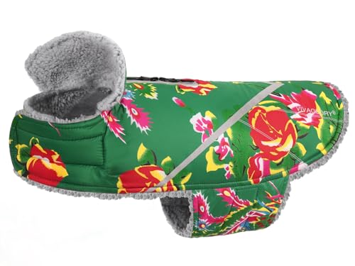 VIVAGLORY Warm Hundemäntel für Kaltes Wetter, Hundefleeceweste Jacke mit Zwei-Wege-Reißverschluss, Reflektierend Hundemäntel Haustierjacke für Mittel Große Hunde, Nordwest Blumen-Grün L VIVAGLORY Warm Hundemäntel für Kaltes Wetter, Hundefleeceweste Jacke mit Zwei-Wege-Reißverschluss, Reflektierend Hundemäntel Haustierjacke für Mittel Große Hunde, Nordwest Blumen-Grün L von VIVAGLORY
