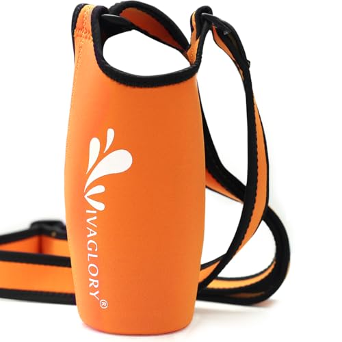 VIVAGLORY Wasserflaschenträger, Leichter bequemer Neopren-Wasserflaschenhaltertasche für tägliches Gehen, Wandern und andere Aktivitäten im Freien, passt 8.1-10cm Durchmesserflaschen, Orange von VIVAGLORY