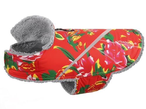 VIVAGLORY Winterjacke für Hunde, Warme Hundemäntel für kaltes Wetter Leicht Fleecefutter, Hundemäntel mit Verstellbare Brust, Hundefleeceweste Jacke für Große Hunde, Nordwest Blumen-Rot XL VIVAGLORY Winterjacke für Hunde, Warme Hundemäntel für kaltes Wetter Leicht Fleecefutter, Hundemäntel mit Verstellbare Brust, Hundefleeceweste Jacke für Große Hunde, Nordwest Blumen-Rot XL von VIVAGLORY