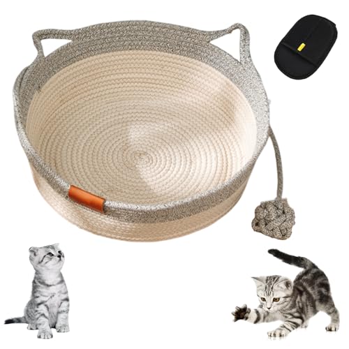 VIVBCLI Geflochtener Katzenkorb aus Seil, Kratzfest, Weich und Sanft zur Haut, Atmungsaktiv und Fusselfrei (Beige, M) von VIVBCLI