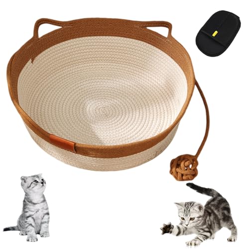 VIVBCLI Geflochtener Katzenkorb aus Seil, Kratzfest, Weich und Sanft zur Haut, Atmungsaktiv und Fusselfrei (Braun, M) von VIVBCLI