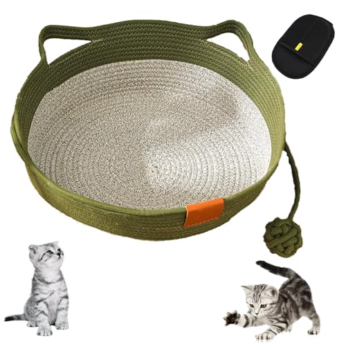 VIVBCLI Geflochtener Katzenkorb aus Seil, Kratzfest, Weich und Sanft zur Haut, Atmungsaktiv und Fusselfrei (Grün, L) von VIVBCLI