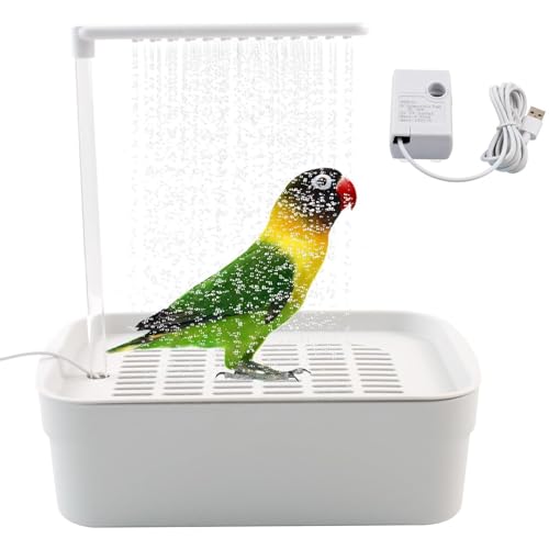 VIVBCLI Vogeldusche Nymphensittiche, Wellensittich Vogel Badehaus Badewanne, Wasserzirkulation Multifunktionale Badewanne, Gilt für Kecksittich und Conure (L- Weiß) von VIVBCLI