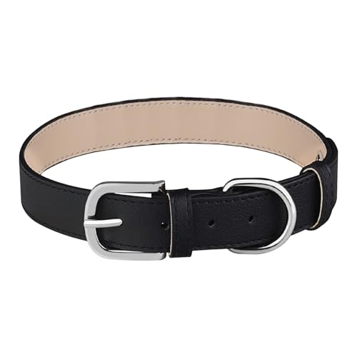 Lederhalsband für große Hunde, L, verstellbar, PU-Leder, gegen Würgen, für kleine, mittelgroße und große Hunde (schwarz) von VIVIDRISE