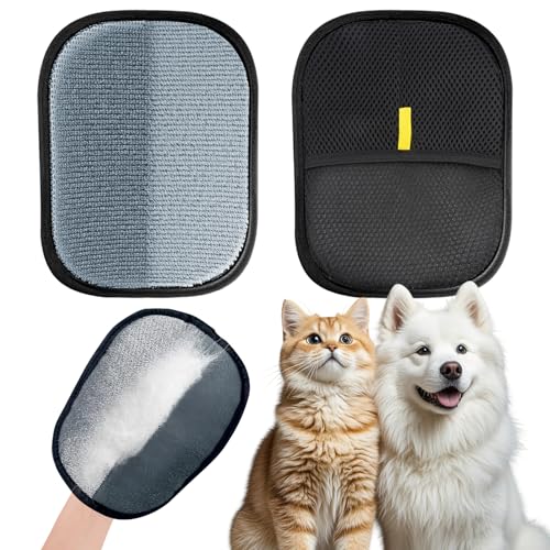 VIVIDRISE Double-Sided Pet Grooming Gloves, 2 Stück, antistatisch, wiederverwendbar, doppelseitig, Fellpflege-Handschuh zum Waschen, Pflegen und Entfernen von Tierhaaren von VIVIDRISE