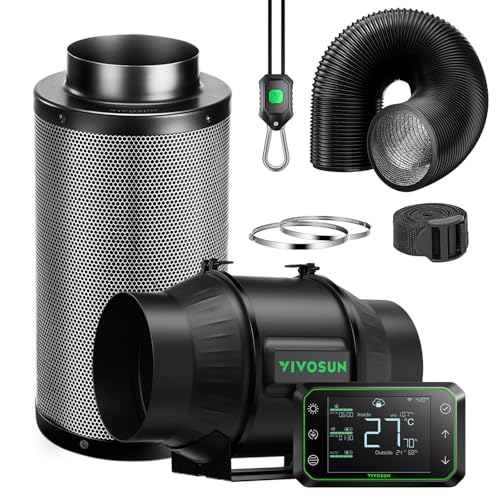 VIVOSUN Rohrventilator 150mm Abluftventilator 693m³/h mit GrowHub E42A Kohlefilter & 240cm Luftkanal AeroZesh T6 Abluftset Kühl- und Belüftungssystem für Growzelt Hydroponik VIVOSUN Rohrventilator 150mm Abluftventilator 693m³/h mit GrowHub E42A Kohlefilter & 240cm Luftkanal AeroZesh T6 Abluftset Kühl- und Belüftungssystem für Growzelt Hydroponik von VIVOSUN