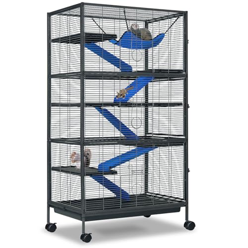 Kleintierkäfig aus Metall, 6-stöckig, Frettchen-Zuckergleitkäfig für Chinchillas, Meerschweinchen, Kaninchen, großer Hamst-Käfig mit Flanell-Rampen, herausnehmbares Tablett, 6 Türen, leicht zu von VIWAT