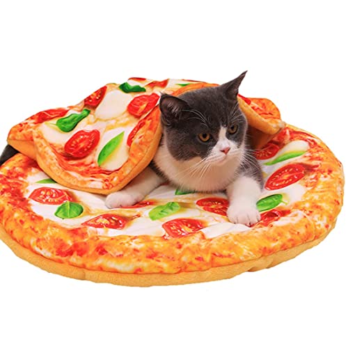 VIZAUZIE Haustier Bett Matte Schlafen Kissen Tierbett Sofa Weich für Katzen Hund Welpen Matte Pizza von VIZAUZIE