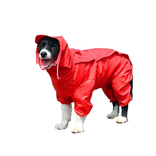 VIZAUZIE Hund Regenmantel Schneejacke Poncho Regensjacke Warm Herbst/Winter Wasserdicht Winddicht für große mittlere kleine Hund Rot 5XL von VIZAUZIE