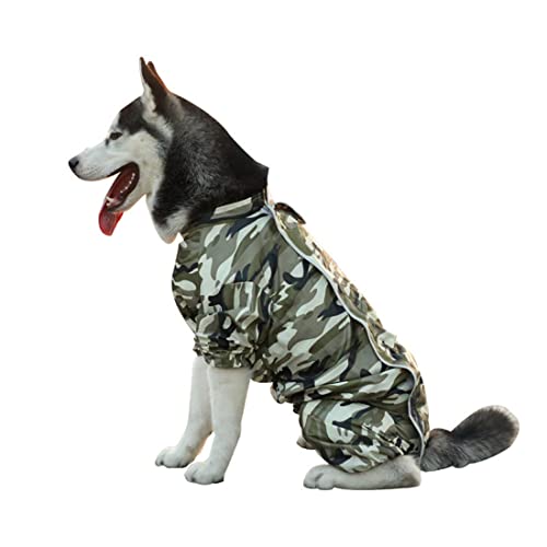 VIZAUZIE Hund Regenmantel Schneejacke Poncho Regensjacke Warm Herbst/Winter Wasserdicht Winddicht für große mittlere kleine Hund Tarnfarbe 4XL von VIZAUZIE