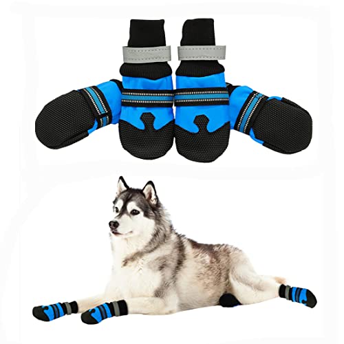 VIZAUZIE Pfotenschutz Hundestiefel Hundeschuhe Regenschuhe mit Reflektierenden Riemen für Kleine Mittelgroße und Große Hunde 4 Stücke Blau M VIZAUZIE Pfotenschutz Hundestiefel Hundeschuhe Regenschuhe mit Reflektierenden Riemen für Kleine Mittelgroße und Große Hunde 4 Stücke Blau M von VIZAUZIE