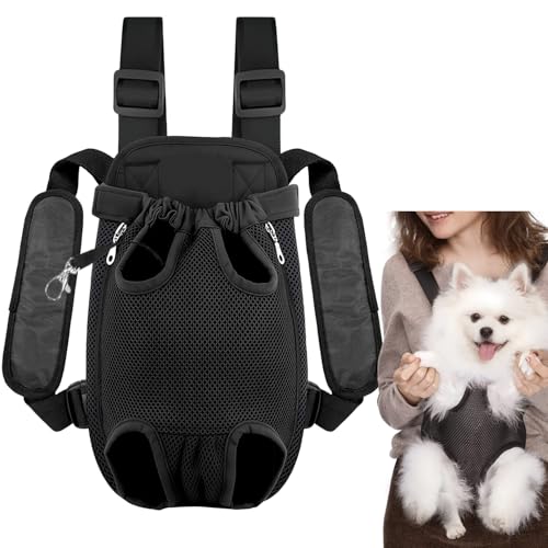 Hunderucksack, Verstellbarer Haustierrucksack, Haustier-Front-Hunderucksack, einfach anzubringen für Wanderungen und Reisen für kleine und mittelgroße Hunde (Schwarz-M) von VLYX
