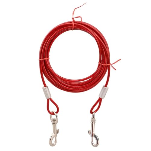 Hundeleine Doppelte Hundeleine for Gehen und Training, Eisendraht, langlebige, kausichere Leinen, Robustes Hundebindekabel for große Hunde im Freien(Red,10 Meters) von VMDVBNA