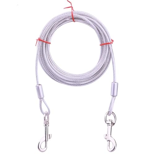 Hundeleine Doppelte Hundeleine for Gehen und Training, Eisendraht, langlebige, kausichere Leinen, Robustes Hundebindekabel for große Hunde im Freien(White2,5 Meters) von VMDVBNA