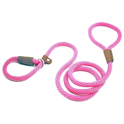 Hundeleine Hundehalsband, Hundeleine, Rutschseil, Leine, strapazierfähig, geflochtenes Seil, verstellbare Schlaufe, Halsband, Trainingsleinen for mittelgroße und große Hunde(Pink) von VMDVBNA