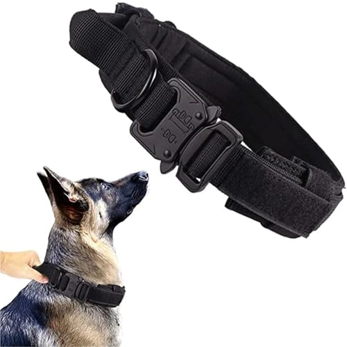 Hundeleine Hundehalsband, langlebiges Leinen-Set, verstellbare Haustierhalsband-Leine, mittelgroßer großer Hund, Deutscher Schäferhund, Trainingszubehör(Black Collar,M Neck 38-47CM) von VMDVBNA
