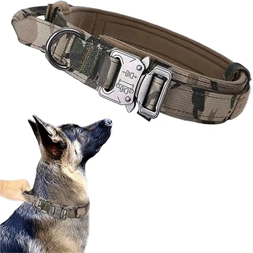 Hundeleine Hundehalsband, langlebiges Leinen-Set, verstellbare Haustierhalsband-Leine, mittelgroßer großer Hund, Deutscher Schäferhund, Trainingszubehör(Camouflage Collar,M Neck 38-47CM) von VMDVBNA