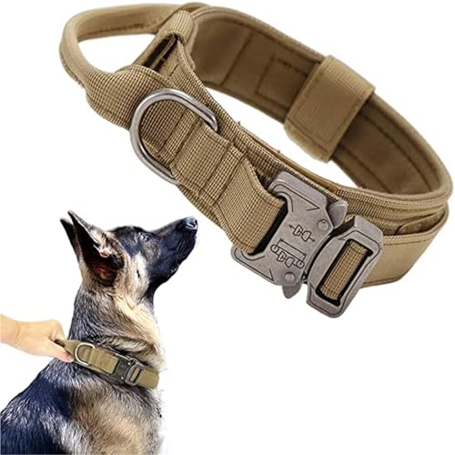 Hundeleine Hundehalsband, langlebiges Leinen-Set, verstellbare Haustierhalsband-Leine, mittelgroßer großer Hund, Deutscher Schäferhund, Trainingszubehör(Khaki Collar,M Neck 38-47CM) von VMDVBNA