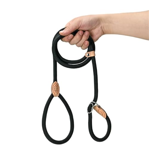 Hundeleine Hundeleine, Rutschseil, Leine, robust, geflochtenes Seil, verstellbare Schlaufe, Halsband, Trainingsleinen for mittelgroße und große Hunde(Black,0.8-1.8m) von VMDVBNA