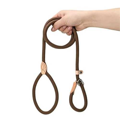 Hundeleine Hundeleine, Rutschseil, Leine, robust, geflochtenes Seil, verstellbare Schlaufe, Halsband, Trainingsleinen for mittelgroße und große Hunde(Brown,0.8-1.8m) von VMDVBNA