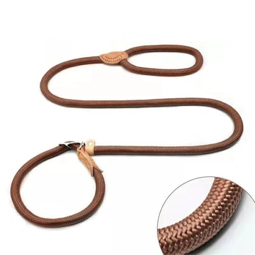 Hundeleine Hundeleine, Rutschseil, Leine, robust, geflochtenes Seil, verstellbare Schlaufe, Halsband, Trainingsleinen for mittelgroße und große Hunde(Coffee,0.6x150cm) von VMDVBNA