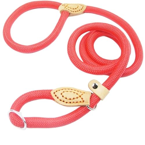 Hundeleine Hundeleine, Rutschseil, Leine, robust, geflochtenes Seil, verstellbare Schlaufe, Halsband, Trainingsleinen for mittelgroße und große Hunde(Red,0.6x180cm) von VMDVBNA