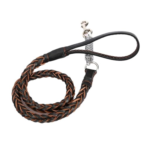 Hundeleine Hundeleine aus Leder for große Hunde. Starke geflochtene Hundeleine aus Leder mit Pufferfeder, Haustier-Zugseil for Deutschen Schäferhund(Black) von VMDVBNA