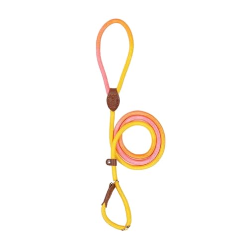 Hundeleine Hundeleinen, Hunde-Rutschleine, Hundetrainingsleine, stark, strapazierfähig, geflochten, kein Ziehen, Trainingsleine for kleine, mittelgroße und große Hunde(Yellow Pink,M) von VMDVBNA