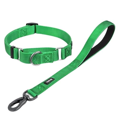 Hundeleine Nylon-Martingale-Hundehalsband und 18-Zoll-Hundeleinen-Sets, Training, Spazierengehen und Kurzstreckenkontrollhunde(Lime Green) von VMDVBNA