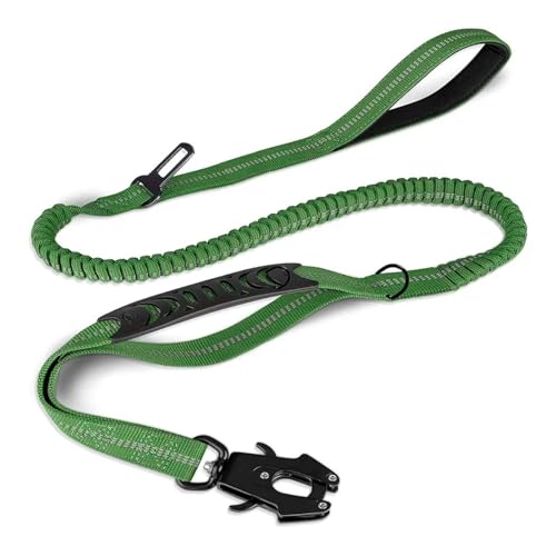 Hundeleine Reflektierende, stoßdämpfende Haustierleinen mit Auto-Sicherheitsgurt for große Hunde, robuste Bungee-Hundeleine, Keine Zug-Hundeleine(Green) von VMDVBNA