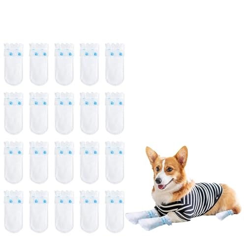 20 Stück Hunde- und Katzensocken, Pfotenschutz gegen Lecken, wasserdichte Hundepfotenschutz, schützt vor Lecken, Einweg-Socken, Bandage verletzte Pfoten, für verletzte Haustiere, Spaziergänge im von VNIDJGB