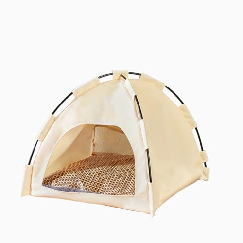VNLCPX Kühlzelt für Katzen, Katzenhaus Indoor mit Waschbar Gepolstertes Kissen, 2-in-1 Faltbar Katzen Kuschelhöhle für Drinnen, Grauweiß, 42x42x38 cm von VNLCPX