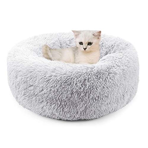 VOCD Katzenbett, Weiches Warmes Haustiernestbett, Plüsch-Donut-Haustierbett, Runder Warmer Kuschelzwinger Zum Schlafen Im Winter, Verbesserter Schlaf, Rutschfester Boden, Maschinenwaschbar von VOCD