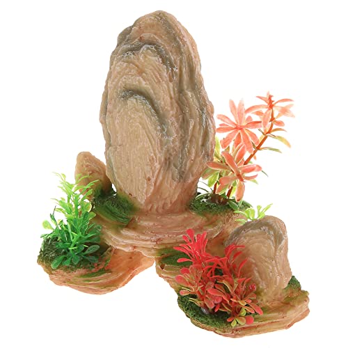 VOCOSTE Aquarium Artificial Landscape Mountain, Green, Beige, 5.31" von VOCOSTE