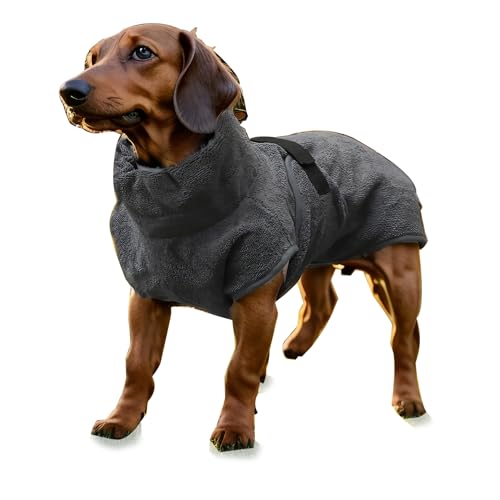 VOCOSTE Hundebademantel Handtuch, saugfähiges Haustiergewand, Hund Katze Badetuch, Grau, L von VOCOSTE