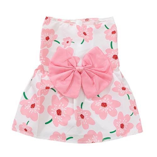 VOCUE Hundekleid mit Blumendruck und Schleife, Frühlings-/Hochzeits-Hunderock, süß, kleiner, schöner Hunderock von VOCUE