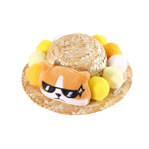 VOCUE Trend-Katzen-Strohhut mit Cartoon-Hut, modischer cooler Hut für Hunde, Katzen, Strohhut, Katzen, Frühling, Reisen, Fotografie, Sonnenhut VOCUE Trend-Katzen-Strohhut mit Cartoon-Hut, modischer cooler Hut für Hunde, Katzen, Strohhut, Katzen, Frühling, Reisen, Fotografie, Sonnenhut von VOCUE