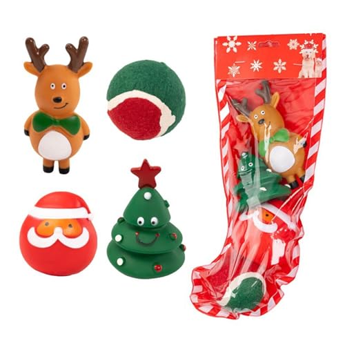 VOCUE Weihnachts-Hundespielzeug-Geschenkset zum Kauen und Spielen, weiches Spielzeug und Seilbeißwiderstand, Festival-Spielzeug für Haustiere von VOCUE