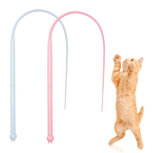 VOHESEA Katzenangel Lang, 2 PCS Katzenspielzeug 77 cm Twiggle Tail Katzenangel Silikon Maus Schwanz Katze Spielzeug Indoor-Katzenspielübungen Twiggle Tail Teaser Katzen Fspielzeug(Rosa + Blau) VOHESEA Katzenangel Lang, 2 PCS Katzenspielzeug 77 cm Twiggle Tail Katzenangel Silikon Maus Schwanz Katze Spielzeug Indoor-Katzenspielübungen Twiggle Tail Teaser Katzen Fspielzeug(Rosa + Blau) von VOHESEA