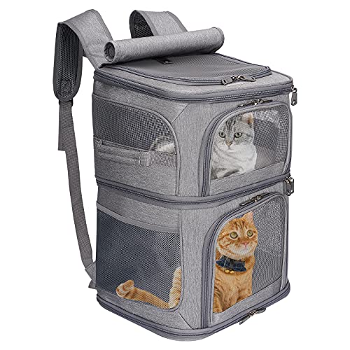 VOISTINO 2-in-1 Doppelter Haustier-Rucksack für kleine Katzen und Hunde, tragbare Haustier-Reisetasche, super belüftetes Design, ideal für Reisen/Wandern/Camping, Größe M von VOISTINO