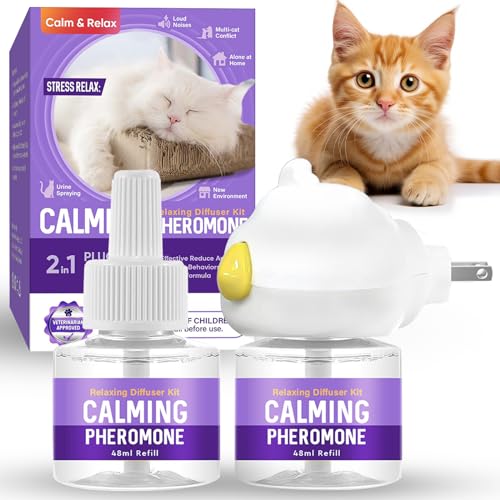 VOKY 2 in 1 Diffusor für Katzen, beruhigend für Katzen, gegen Stress, Linderung von Angst, Stress, andere problematische Verhaltensweisen, geeignet für zu Hause, Reisen im Freien von VOKY