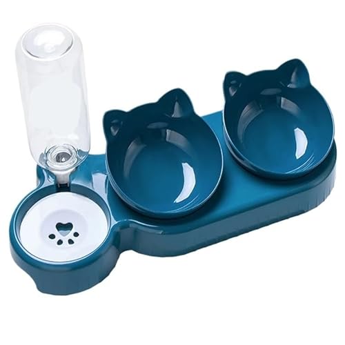 Dreifacher Katzennapf, Futterautomat for Haustiere, 2-in-1-Doppelnäpfe mit automatischer Trinkflasche, neig- und drehbares Design for Katzen und Hunde Hundenapf Dreifacher Katzennapf, Futterautomat for Haustiere, 2-in-1-Doppelnäpfe mit automatischer Trinkflasche, neig- und drehbares Design for Katzen und Hunde Hundenapf von VONCYKI