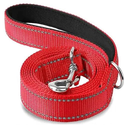 Katzen Hunde Geschirr Halsband Blei Gurt Nacht Reflexion Hund Haustier Abschleppseil 1.2/1.5/1.8m Schutzseil Haustier Walking Training Leine Hundeleine(Red,2.5x180cm) von VONCYKI