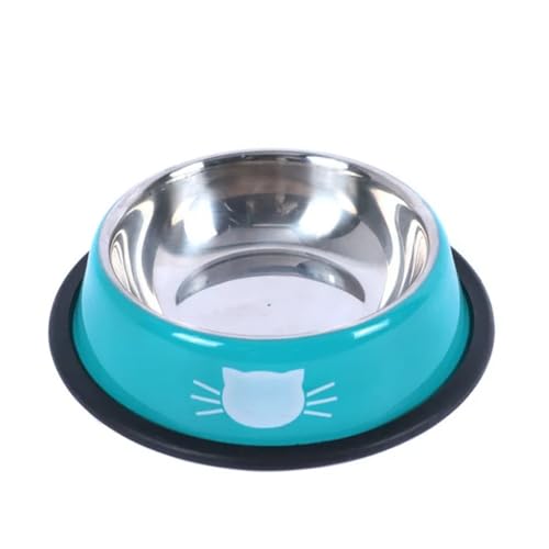 Katzenfutternapf aus Edelstahl for Kätzchen, Katzenfutter und Wassernapf mit Rutschfester Gummibasis, Kleiner Futternapf for Haustiere, Katzenzubehör, Heimtierbedarf Hundenapf(Blue) von VONCYKI