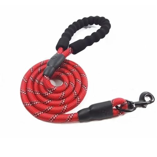 Reflektierendes, langlebiges Hundehalsband aus Nylon for kleine, mittelgroße und große Hunde, rundes Traktionsseil, Halskette, Kette, Heimtierbedarf Hundeleine(Red,0.8CM 1.5M) von VONCYKI